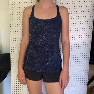Lucy blue splatter paint cross back tank top